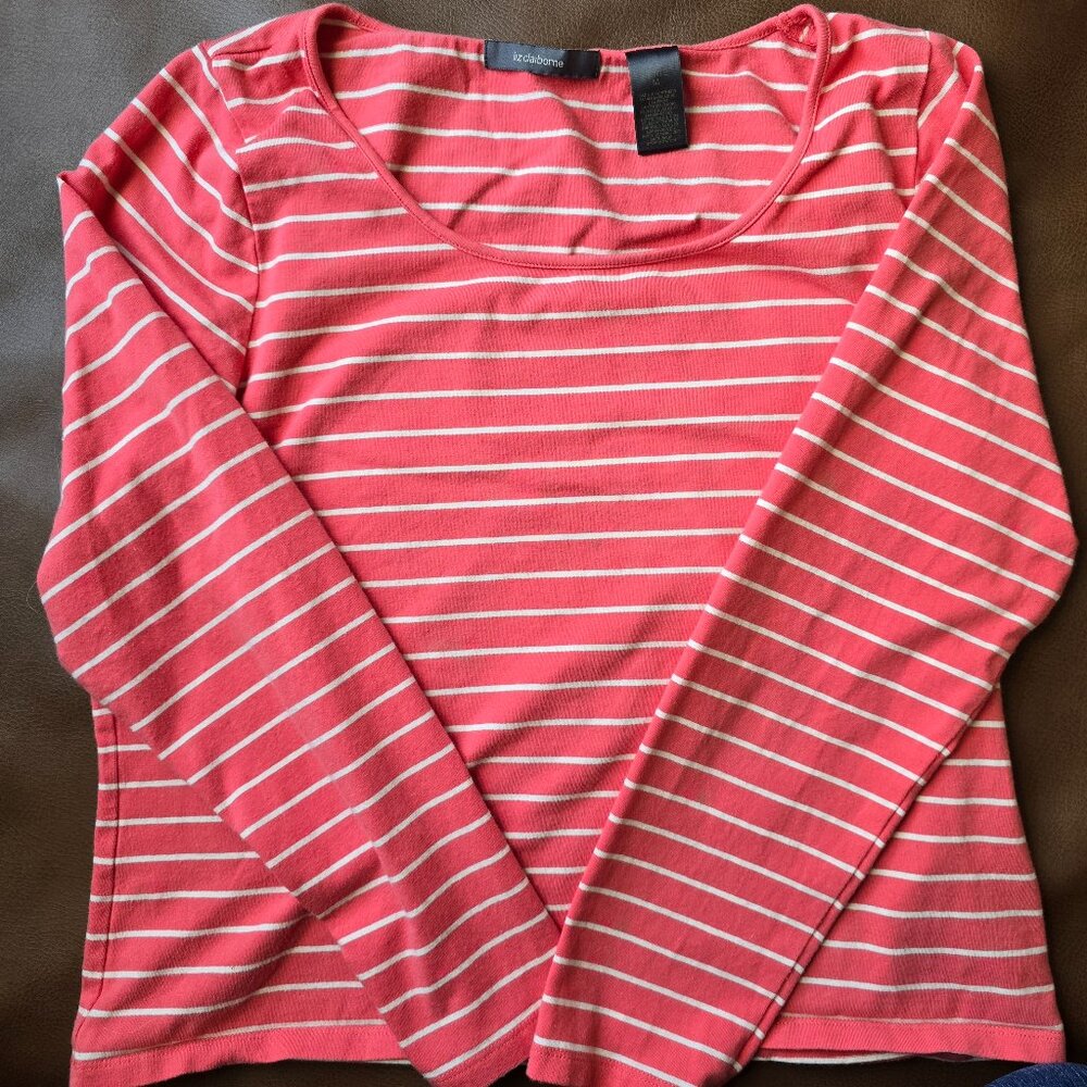 Liz Claiborne vintage coral striped top size m